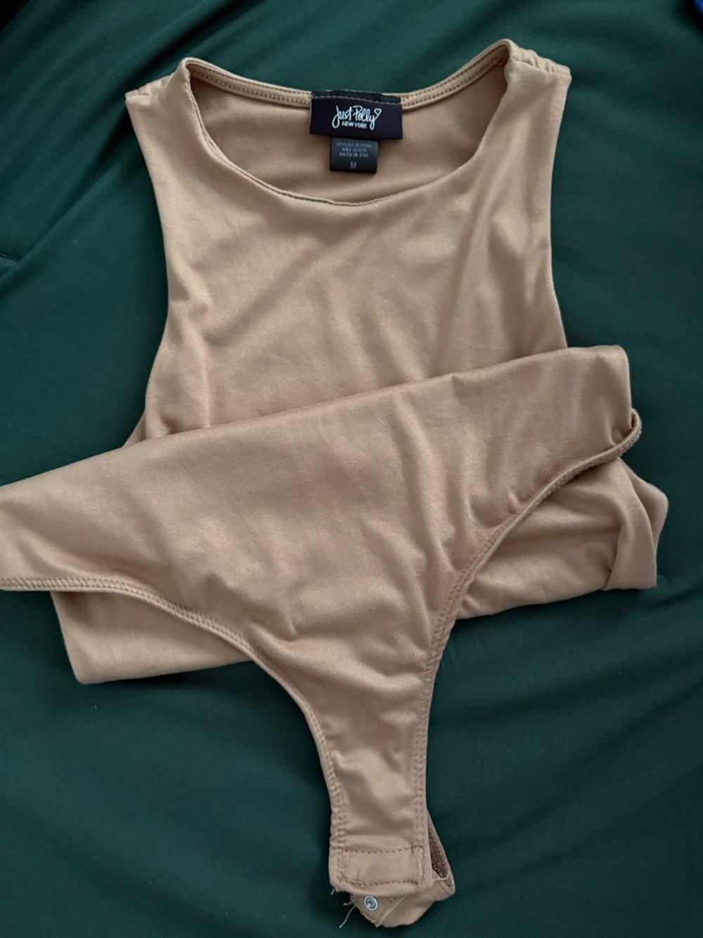 JustFab Sleeveless Thong Bodysuit - Beige Nude